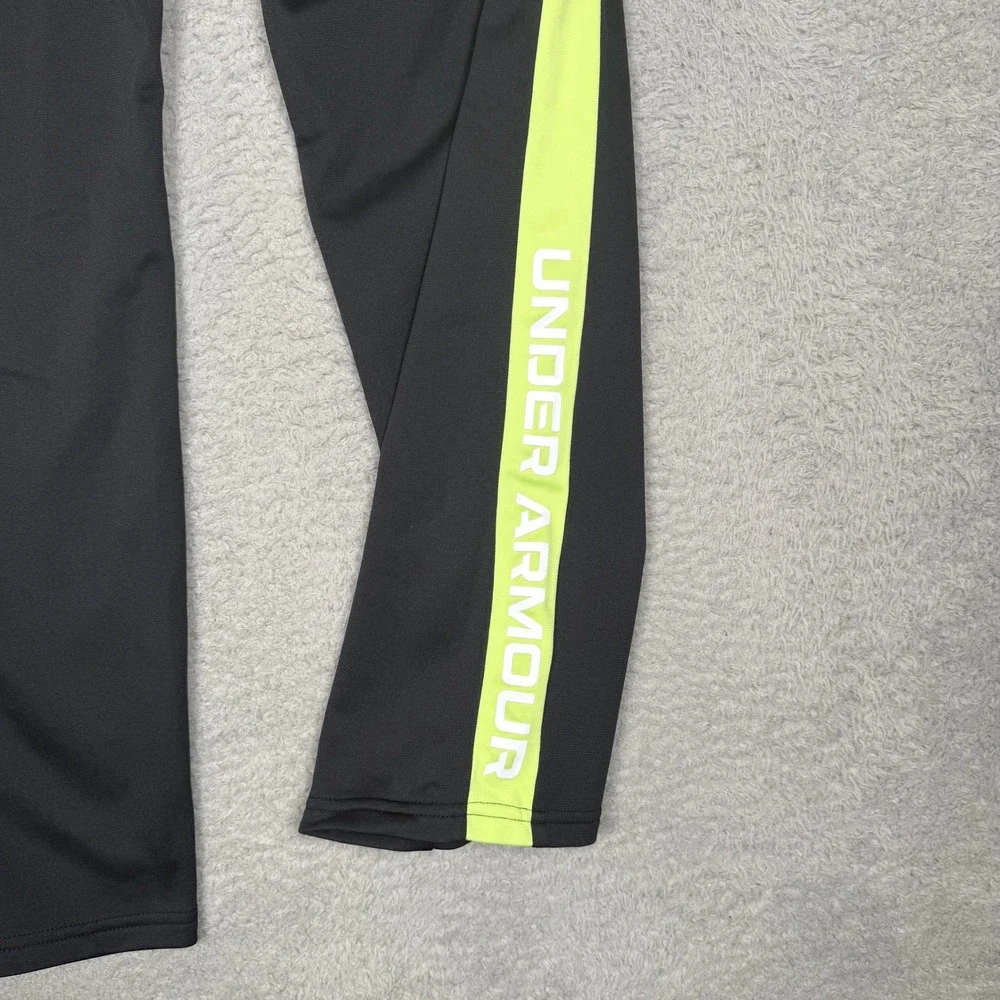 Under Armour Boys YXL Black‎ Neon Yellow Stripe Loose Fit Athletic Track Pants